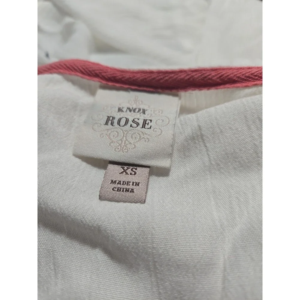 Knox Rose Ivory Boho Embroidered Cotton Lined Tiered Maxi Dress Size XS
